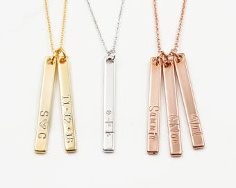 Customized Bar Necklace, Vertical Bar Necklaces, Nameplate Bar, Personalized bar necklace, Gift for Mom, Gift for Best Friends, Anniversary