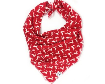 Leaping Reindeer Red Christmas Dog Bandana
