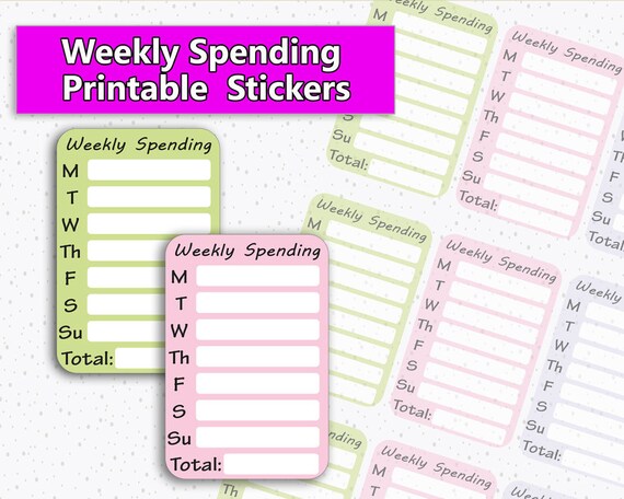 spending stickers weekly spending printable stickers budget