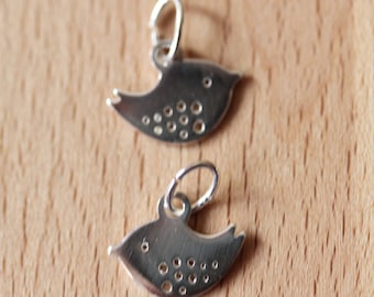 Sterling Silver Bird Charm 12mm - Pack of Three