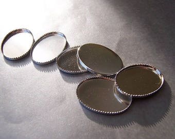 Three (3) - 25X18 Silver-Toned Sawtooth Bezel Cups