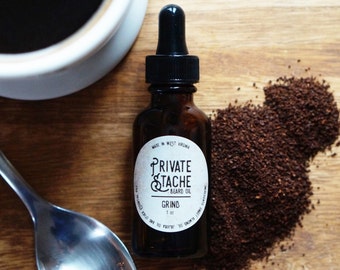 BEARD OIL: Coffee,Beard Conditioner,Private Stache,Grind,Beard Oil,Gifts for Him,Beard Grooming