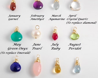One tiny birthstone charm. Add a real gemstone / birthstone to your necklace, personalized necklace, personalize your jewelry,