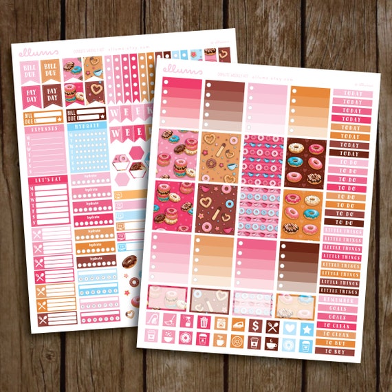 Items similar to Donut Weekly Kit | PRINTABLE pdf jpg | Donut Planner ...