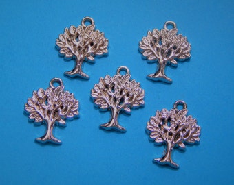 Set of 5, Rose Gold Trees, Tree Charms, Tree Pendant, Tree Jewelry, Nature, Tree of Life Pendant, Rose Gold Pendant, Jewelry Pendant #198B