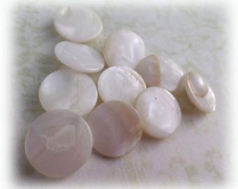 10 Creamy White Vintage Pearl 5/8 Inch SHANK Buttons from Muscatine Iowa