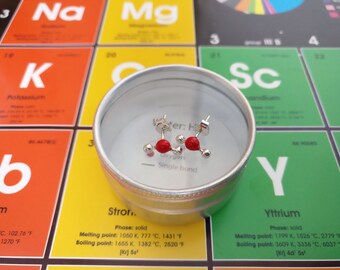 H2O water molecule stud earrings