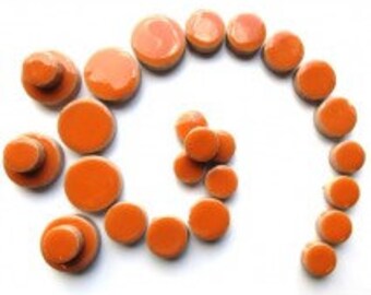 Ceramic Discs Mosaic Tiles - Orange - 50g