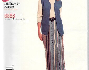 McCall's Easy Stitch 'n Save Pattern 8886 VEST & PULL-On SKIRT Misses Sizes 12 14 16 18