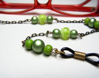 Lime Green Eyeglass Chain, Beaded Eyeglass Holder, 27 inch Chain For Glasses, One of a Kind, Sunglass Holder by Eyewearglamour