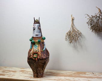 Rosa Bee - paper mache sculpture, folk art, bee sculpture, whimsical art, quirky art, home decor, puppetry, decorative art