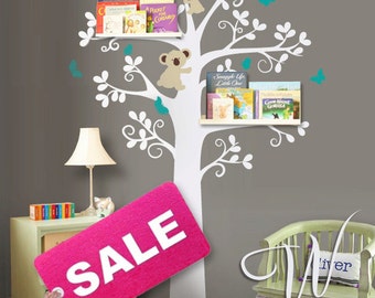 Wall Decal, Tree with Koalas and Butterflies - Nursery Wall Decor