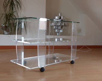 Soft vintage plexiglass TV - Table low plexiglass - Lucite magazine rack