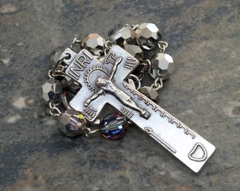 Irish Penal Rosary of Czech Crystals in Crystal Volcano, 1 Decade Chaplet, Irish Penal Chaplet, Tenner Chaplet, Catholic Chaplet