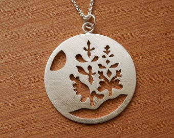 Yosemite Pines - Disc Pendant Necklace - Sterling Silver
