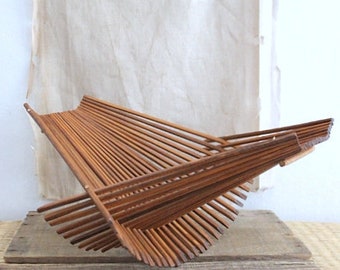 Vintage Folding Wood Storage Fruit Basket