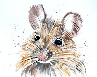 Mouse Watercolor Print of Original Painting, Watercolor Mouse painting, Mouse Painting
