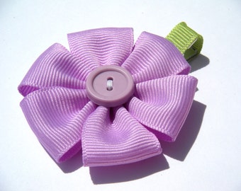 Flower Hair Bow - No Slip Clip - Purple