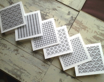 6 Monochrome mini notecards set // mini note cards// blank notecards// blank cards// mini cards