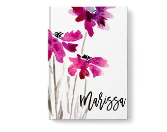 Watercolor Personalized Journal, Floral Pattern, Personalized Journals for Women, Gift jn0014
