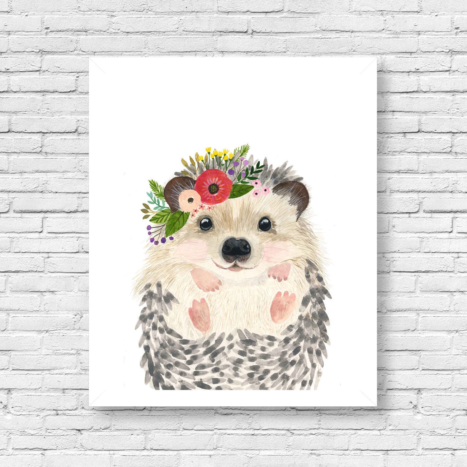 Watercolor hedgehog 2 Woodland nursery Animal Paintings