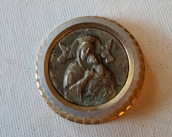 Religious magnet, silver tone