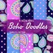 Boho Doodles Digital Paper Pack,Hand Drawn Digital Paper, Purple and Navy, Boho Pattern, Seamless Pattern, Scrapbooking Paper