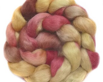 WENSLEYDALE roving top handdyed spinning fibre 3.4 oz