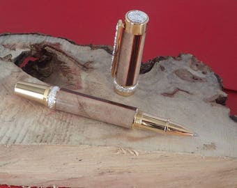 Handmade Segmented Rollerball with Maple and Wenge