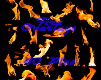 40 Plus Tiki Campfire Flame Torch Dragon Fire Cut Out PNG Transparent Photoshop Overlays Digital Download
