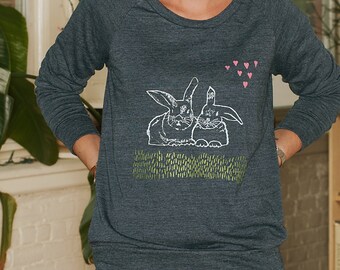 chillin with my bestie Bunny Shirt, Slouchy Pullover, Rabbit Sweater, Best Friends