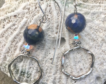 EarDangles: Sterling Silver, Sodalite, and Swarovski Crystal