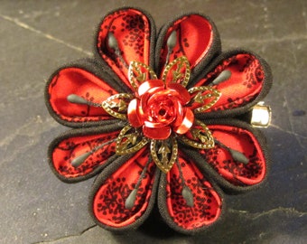 fabric flower pin brooch
