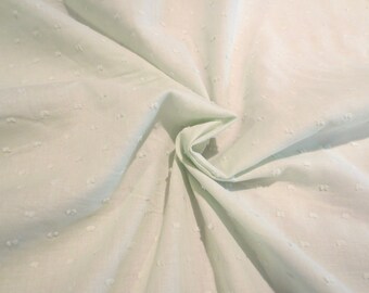 REMNANT--Pale Mint Green Pure Cotton Dotted Swiss Batiste Fabric--One Yard