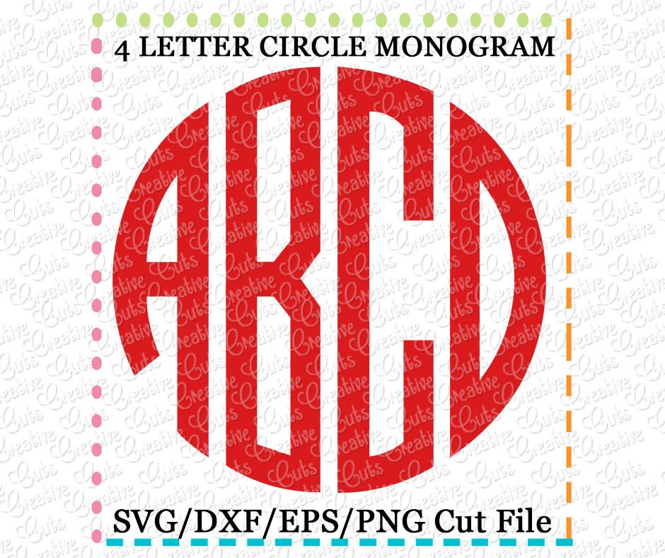 Download EXCLUSIVE 4 Letter Circle Monogram Font SVG eps DXF Cutting