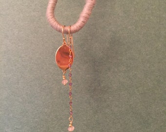 Hand made. Asymmetric. Goldplate, Rose Quartz