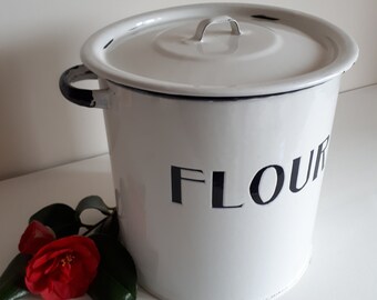 Vintage Enamel Flour Bin