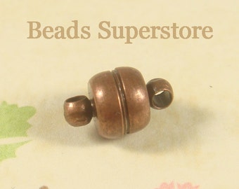 11 mm x 7 mm Antique Copper-Plated Brass Magnetic Clasp - Nickel Free and Lead Free - 4 sets