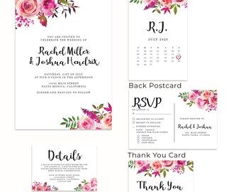Marvelous Flowers Wedding Invitation Card Set, , Wedding Cards Digital Download, Wedding Celebration Online Invitation Cards w70
