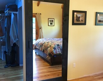Rustic Barn Door with Full Length Mirror