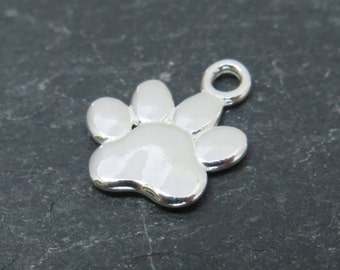 Sterling Silver Paw Print Charm 13mm