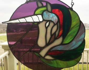 Majestic Stained Glass Unicorn Window, Suncatcher
