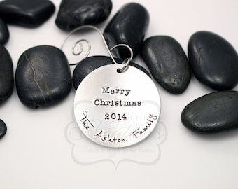 Hand-Stamped Personalized Family Name Christmas Ornament