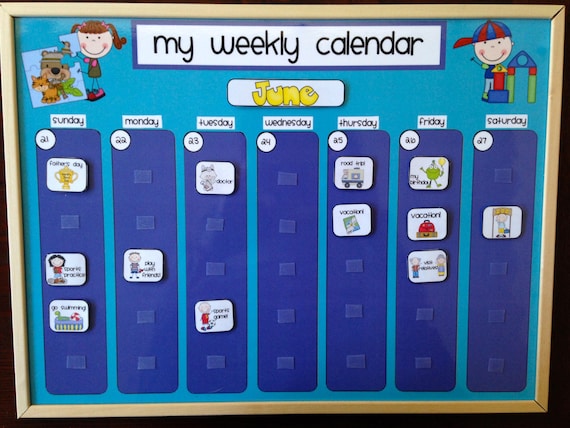 Weekly Kids Calendar Schedule Activity & Chore Chart