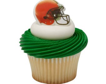 12 Cleveland Browns NFL Football Cupcake Rings Toppers Decorations Party Favors