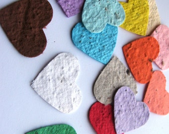 100 Plantable confetti hearts- choose from 16 colors - homemade paper mixed with wildflower seeds- ecofriendly- earth day