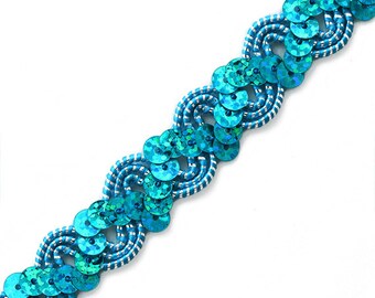 7/8" Oona Ric Rac Cord & Zig Zag Hologram Sequin Trim by 2-yards, EXP-IR6176