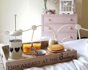 Personalised Wooden Tray, handmade wooden apple crate tea tray, serving tray, breakfast tray or garden seedling tray