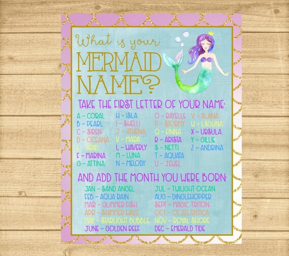 mermaid name poster what 39 s your mermaid name printable office supply list