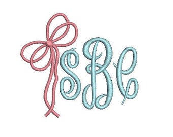 Bow Ribbon Monogram Add On Fill Stitch Embroidery Design File Embroidery Machine Instant Download